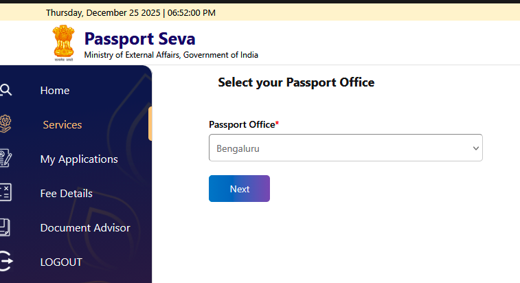 ShauryaVerma's tweet photo. @passportsevamea Trying to renew (re-issue) my passport from Gurgaon (last one was frm Bangalore).
Can't change RPO at the start (Greyed out).
Even if I select change of address, I can only pick PSKs in BLR. Please help.
Tried on 2 Windows browsers &amp; Android app.
Raised complnt https://t.co/jbJuSYaBPD