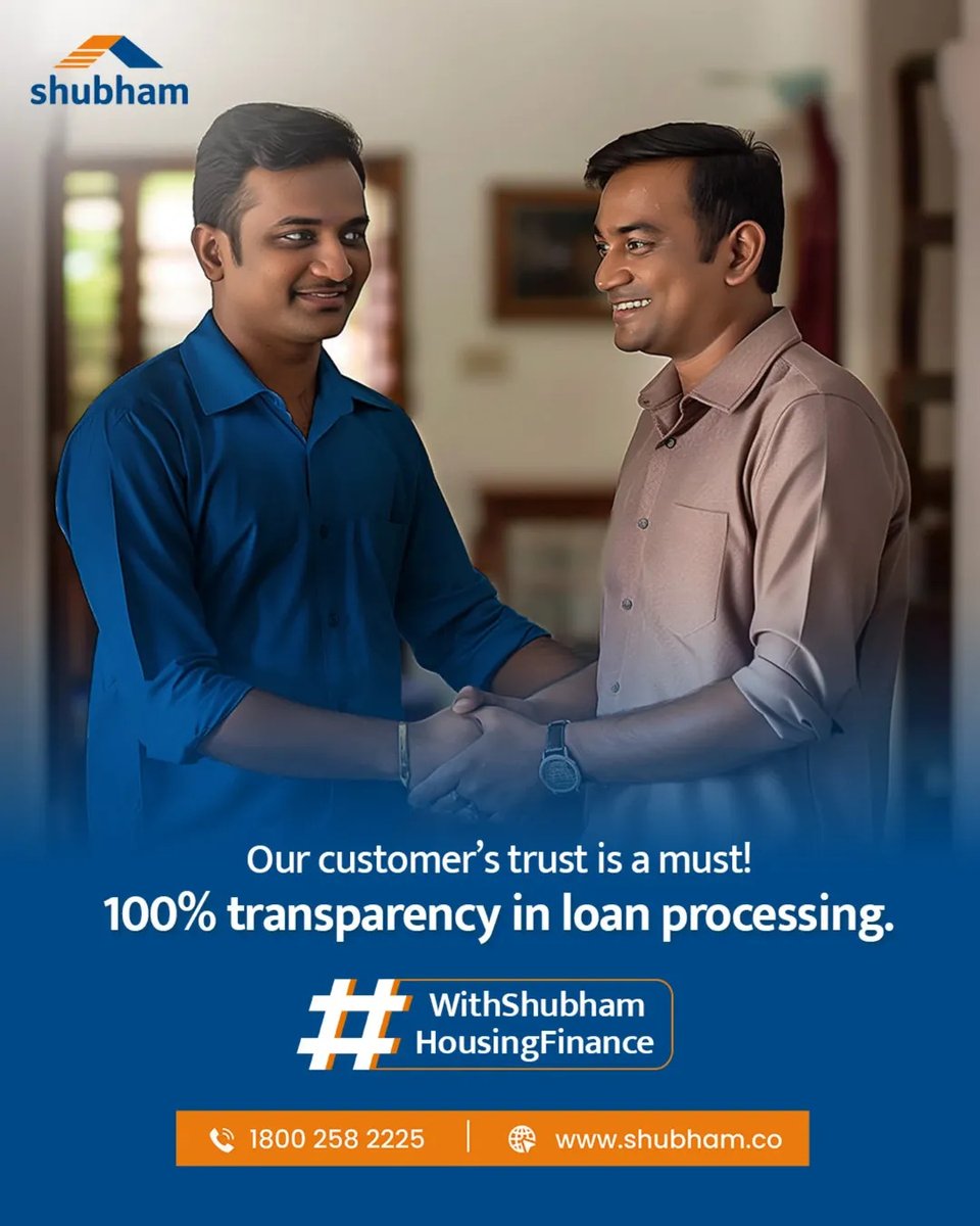 Shubham_loan's tweet photo. Trust is the foundation of every relationship at Shubham Housing Finance. We believe that our customers deserve complete clarity and honesty at every step of their home loan journey.

Check Out Now - https://t.co/xohKPrCGdU https://t.co/d8yzCRgMfF
