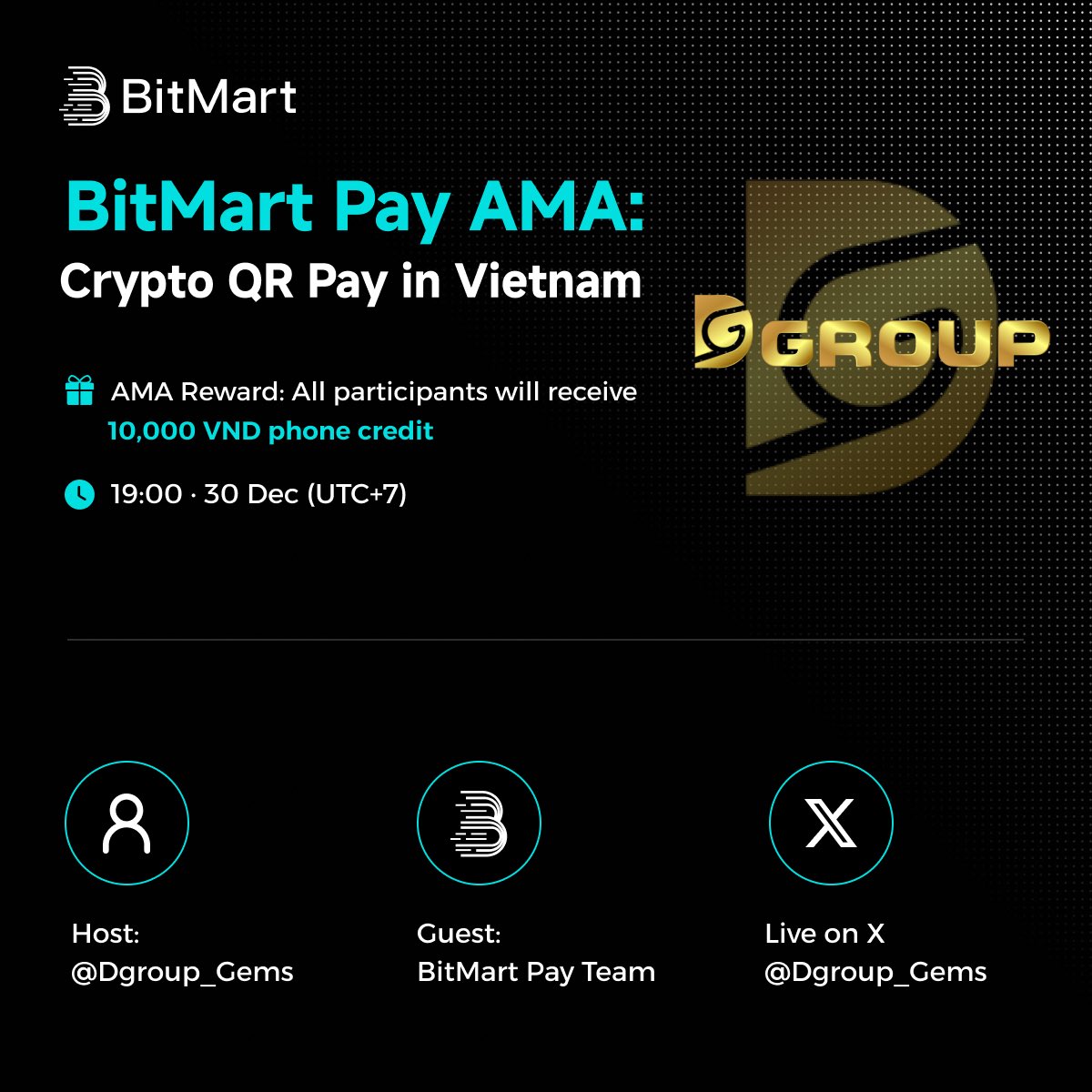 🚀 BitMart Pay AMA: Crypto QR Pay in Vietnam How can crypto be used for  daily QR payments in Vietnam? Join our AMA with the BitMart Pay Team to  learn how crypto