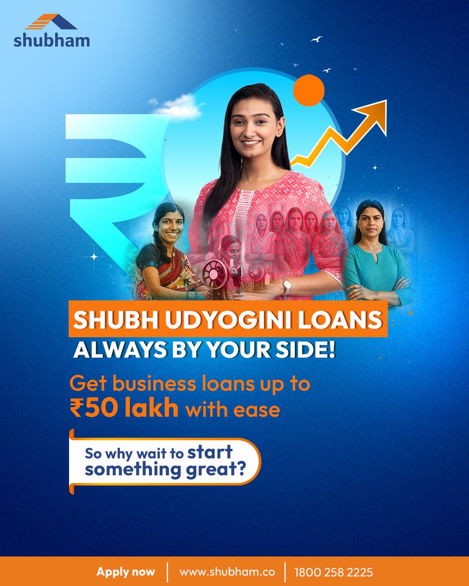 Shubham_loan's tweet photo. At Shubham Housing Finance, we strongly believe in empowering women to achieve financial independence. Shubh Udyogini Loans are designed to support women entrepreneurs by providing easy access to business loans of up to ₹50 lakh.

Apply Now - https://t.co/HV7kfdyhWT https://t.co/4Lt44R2awf