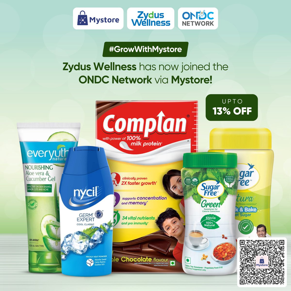 mystoreforindia's tweet image. Big news!💚 

Zydus Wellness is now available on @mystoreforindia  via @ONDC_Official Discover trusted health &amp;amp; wellness deals at unbeatable prices! Hurry! Shop smart, stay healthy!
Link: shorturl.at/sLRkT

#mystore #ondcnetwork #GrowWithMystore #Deals #HealthandWellness