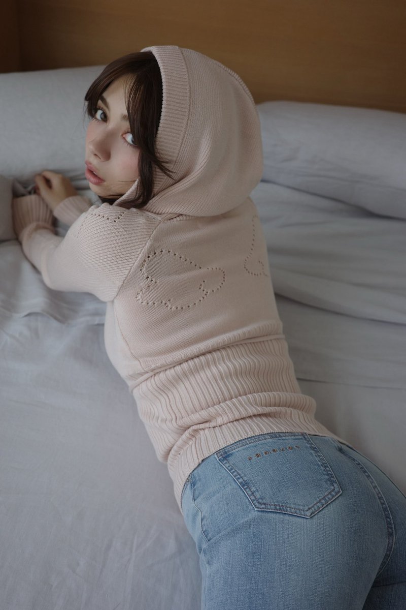 Angel crochet hood tops color ivory/pink ¥15,400-tax in フード付き