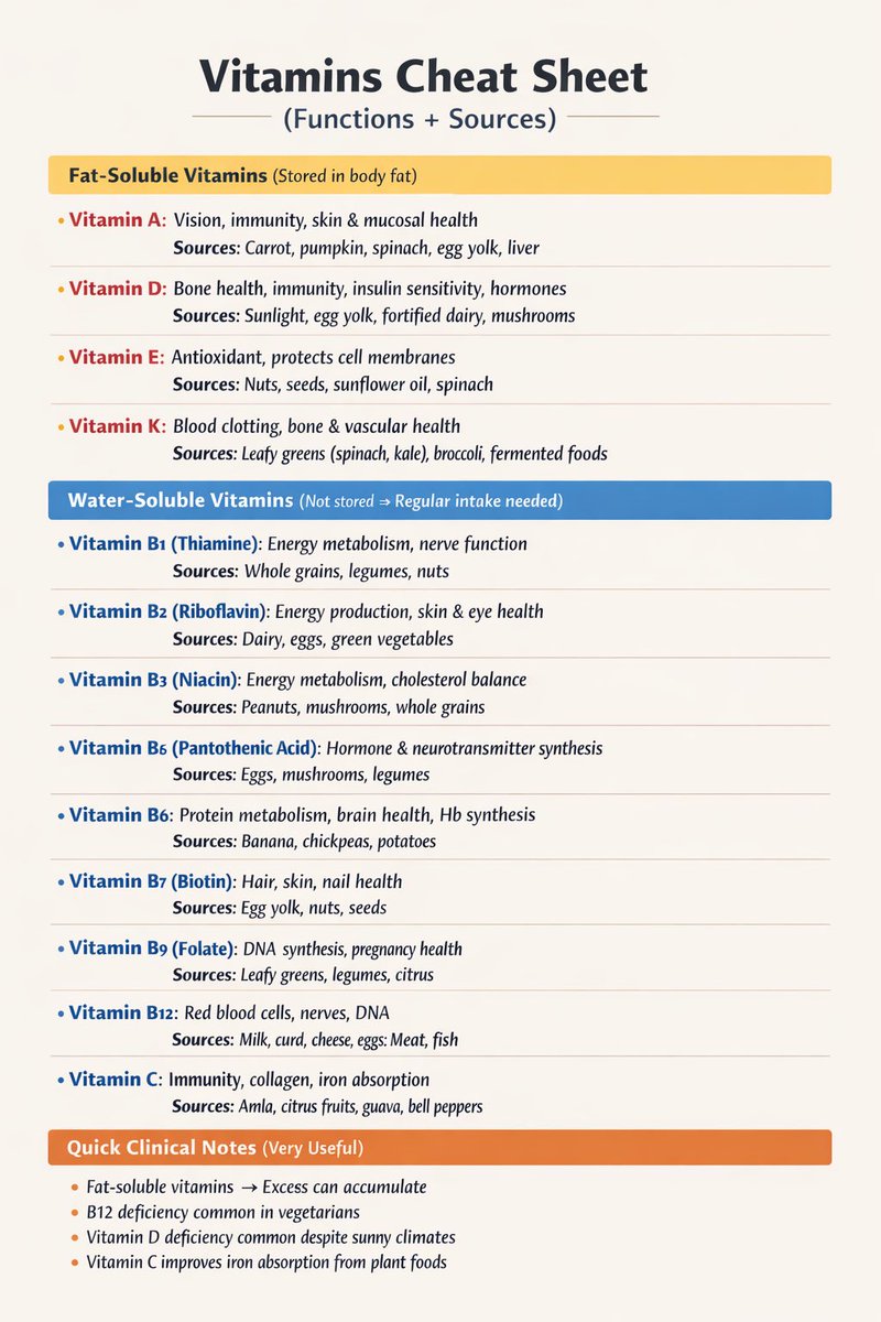 DietDrsayajirao's tweet photo. Vitamin cheat sheet.
everyone must know them to keep our body healthy. https://t.co/lef94PENew