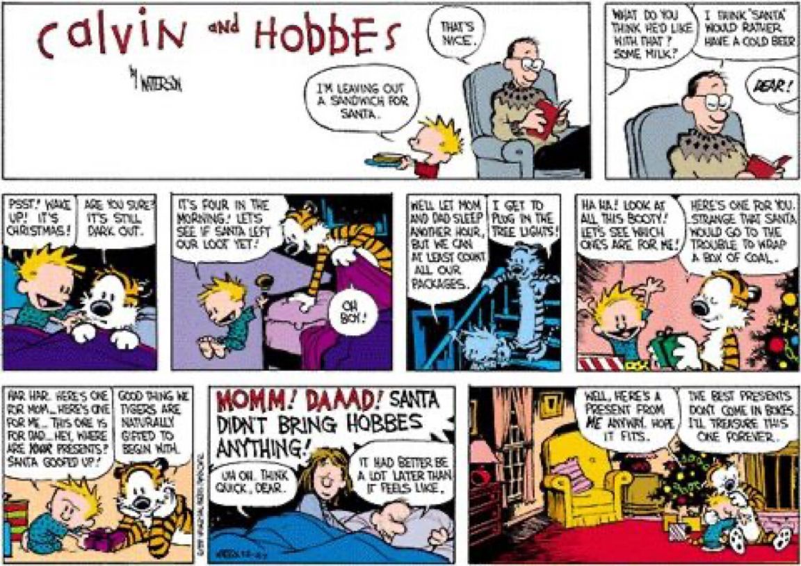Sometimes it’s the little things that mean the most at Christmas time. “The best presents don’t come in boxes.” #CalvinandHobbes #Christmas