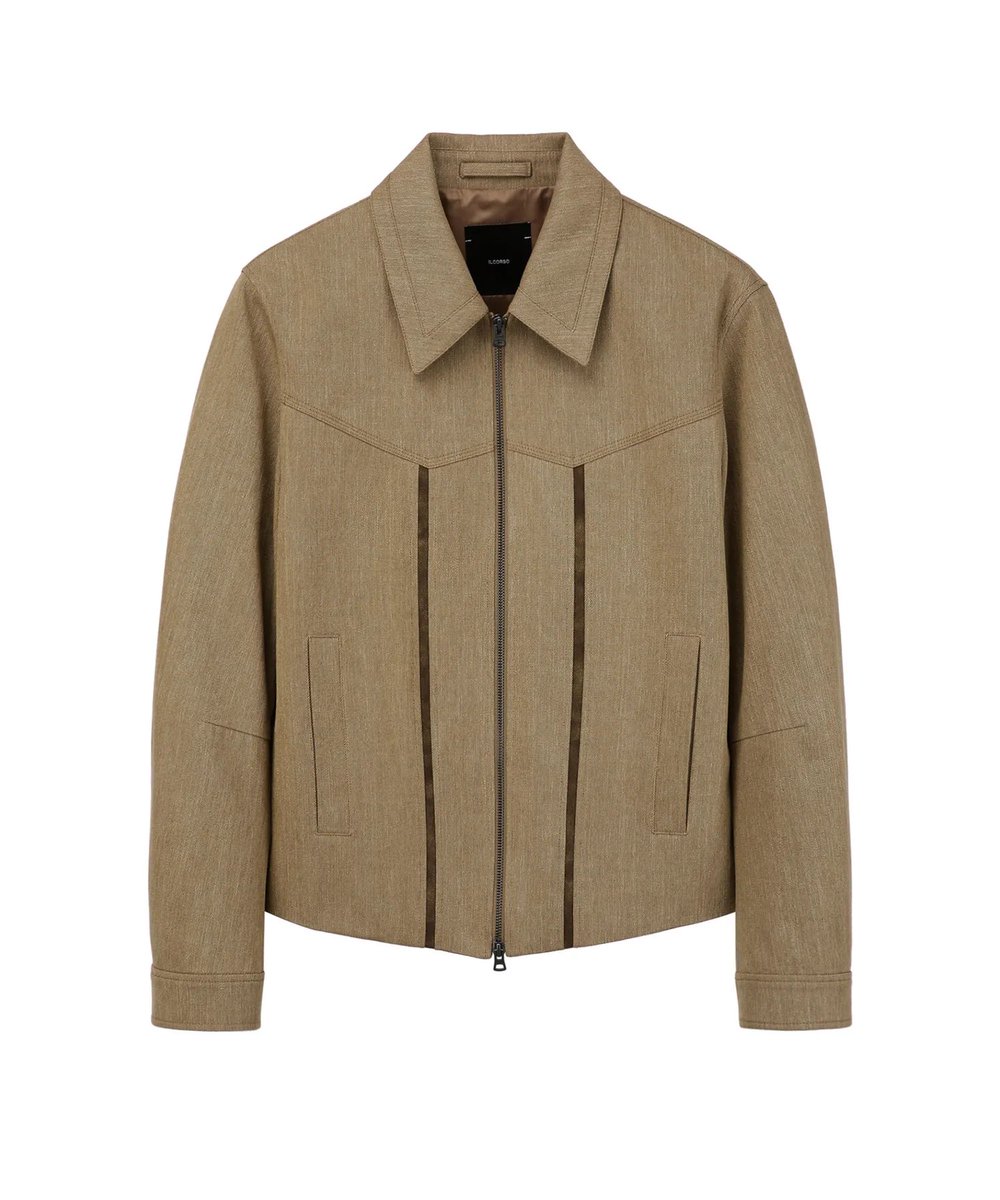junhanfits's tweet image. IL CORSO Washed Cotton Crop Blouson in Beige
