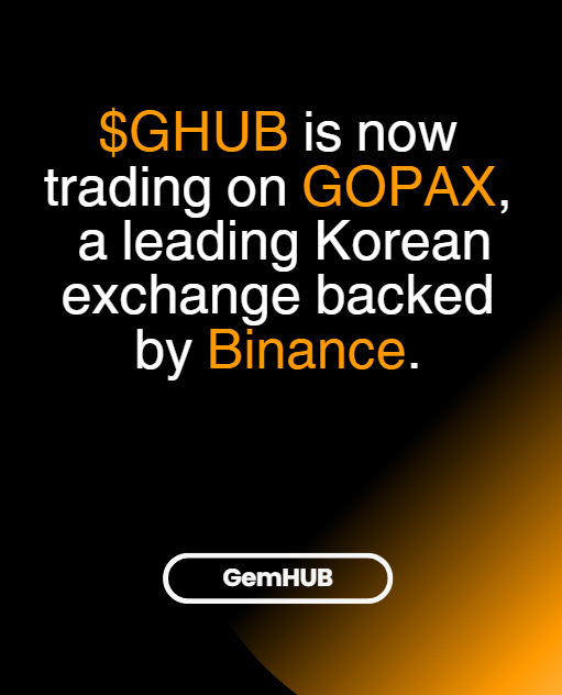 GemHUB_Protocol's tweet photo. 🚀 GemHUB ($GHUB) is listed on GOPAX!
$GHUB is now trading on GOPAX,
a leading Korean exchange backed by Binance.
This marks another strong milestone for GemHUB
as we continue to expand across the global crypto ecosystem.
🔗 Trade $GHUB on GOPAX
#GemHUB #GHUB #GOPAX #Binance #Web3 #Crypto