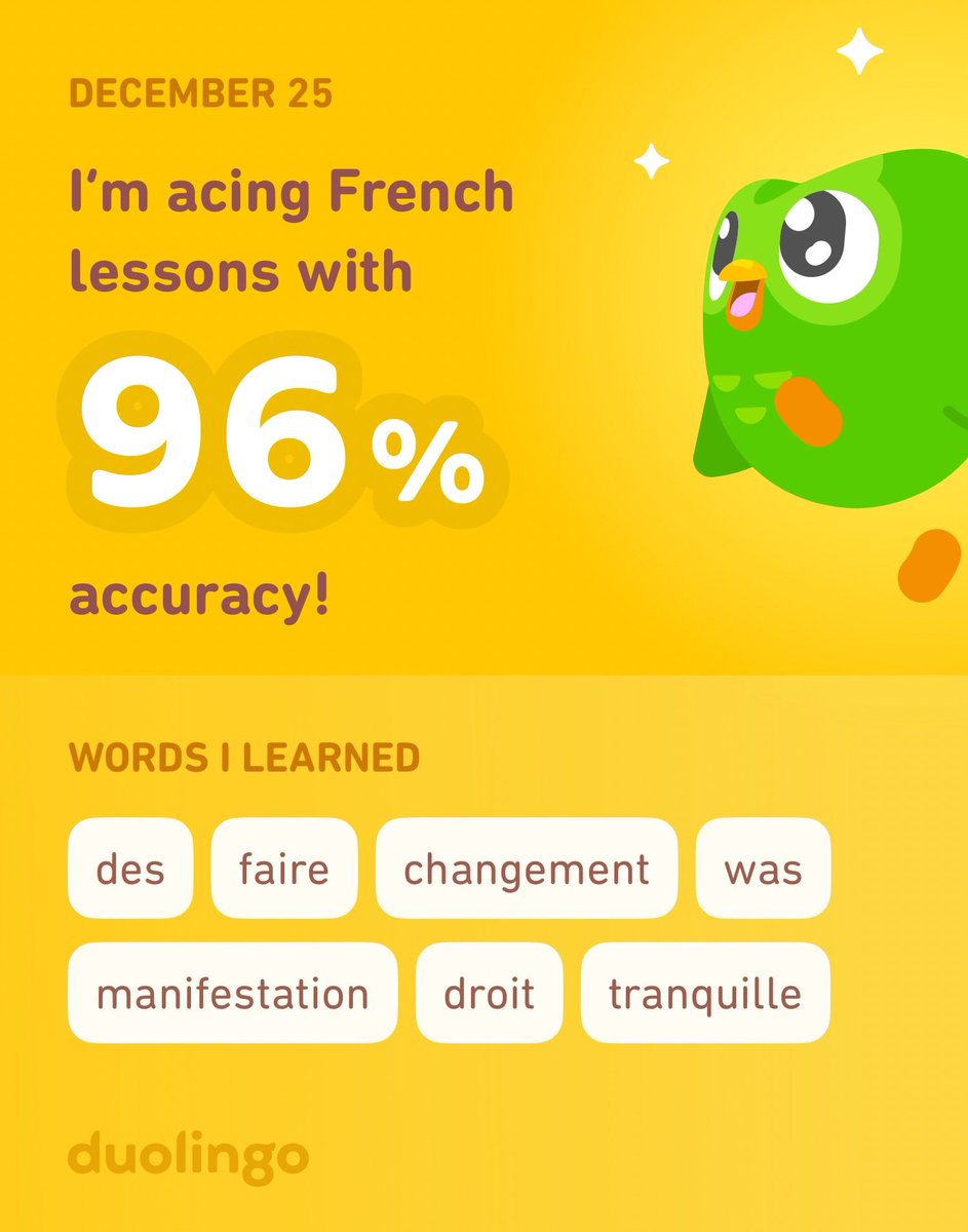 I’m learning French on Duolingo! It’s free, fun, and effective.