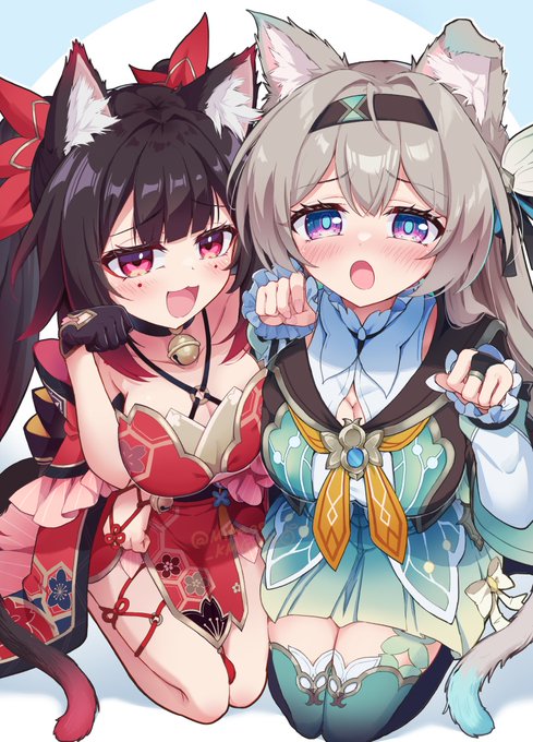 花火にゃんホタルにゃん🐈‍⬛🐈 