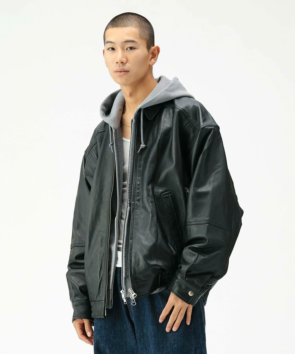 BEAMS ブラックレザージャケット Mサイズ　2025AW現行品 BEAMS MEN｜ワイドフィット 4ポケット レザー ブルゾン | Rakuten