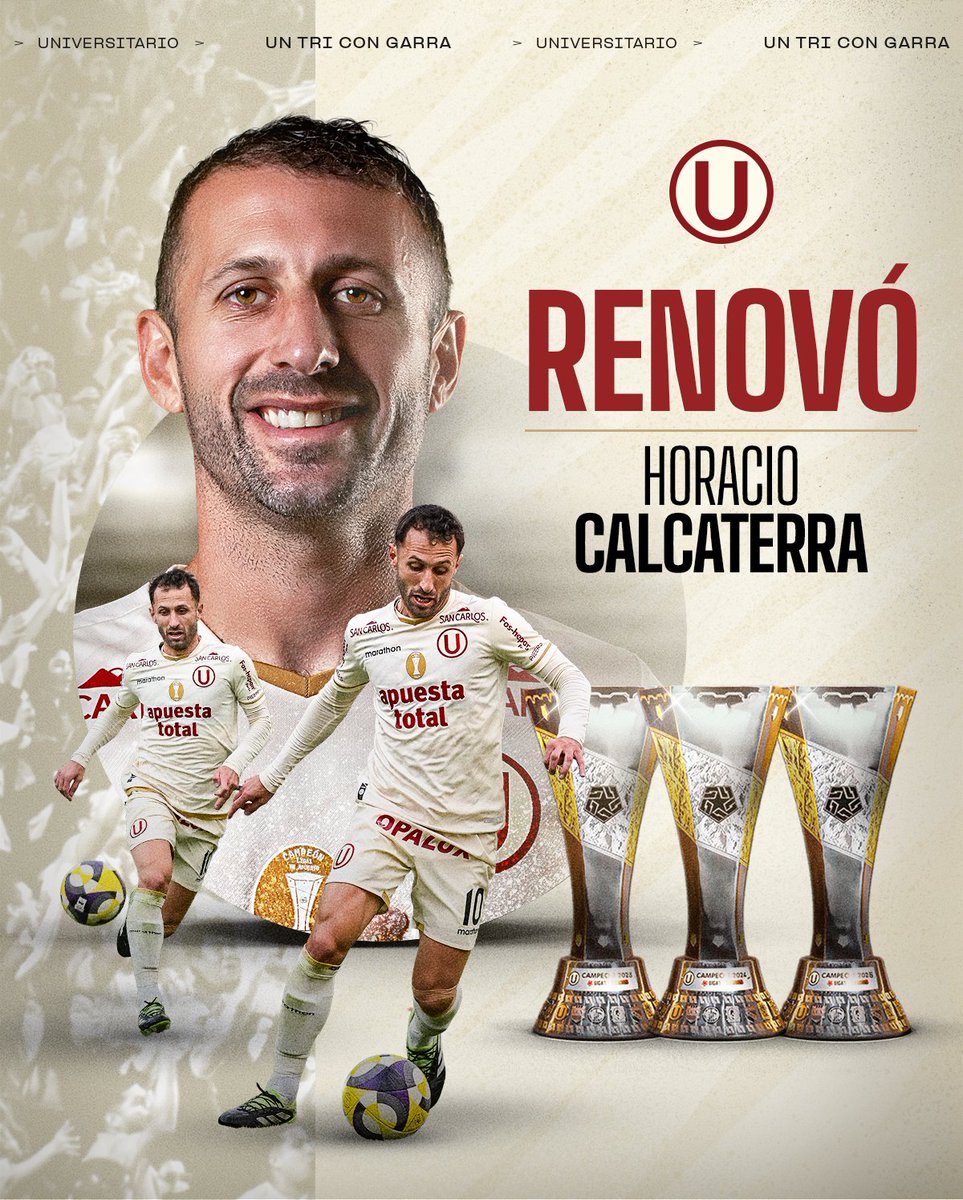 Universitario's tweet photo. «𝗖𝗔𝗟𝗖𝗔» 𝗦𝗘𝗚𝗨𝗜𝗥𝗔́ 𝗗𝗘𝗙𝗘𝗡𝗗𝗜𝗘𝗡𝗗𝗢 𝗟𝗔 𝗖𝗥𝗘𝗠𝗔 💪🔝

Horacio Calcaterra seguirá vestido de crema todo el 2026. https://t.co/GSJ40jhQpm
