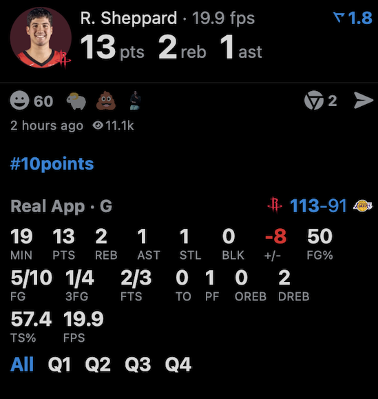 333PICKS's tweet photo. Reed comes through in his limited mins ✅ https://t.co/K2yxaC0IqS