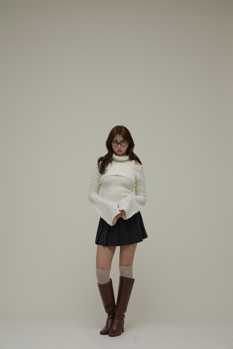 Sophy pleats knit set up color ivory/pink ¥18,700-tax in トップス