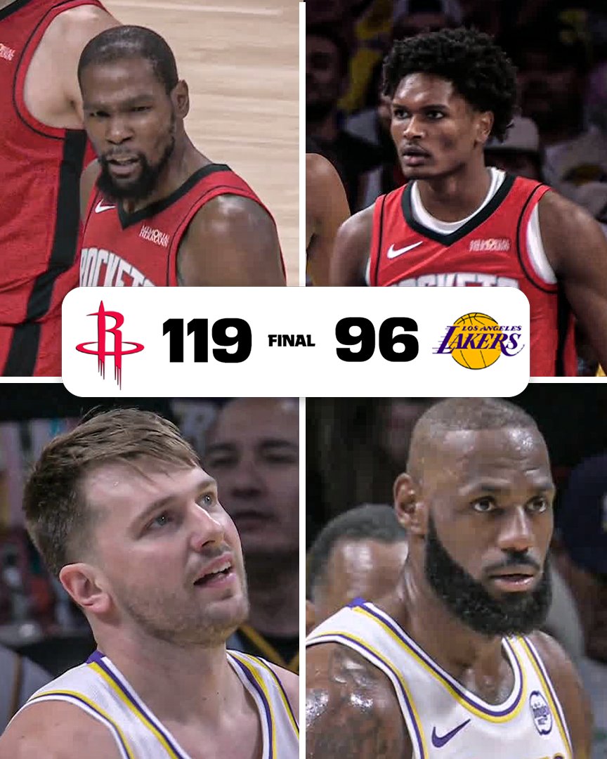 espn's tweet image. KD and the Rockets spoil Christmas for the Lakers 🔥 🎄