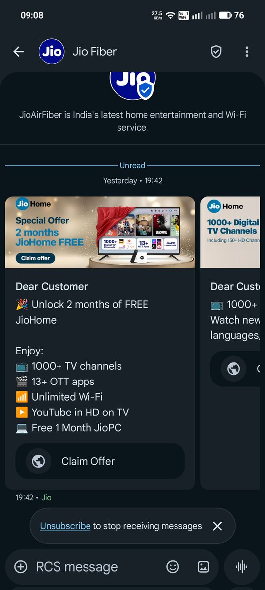 _aashishsingh_'s tweet image. ये महान @reliancejio @JioCare वाले इतने दिन से ये #jioairfiber के लिए मैसेज कर रहे है, इसके लिए मैने सितंबर में ही request डाली थी जो अभी तक पेंडिंग है और मैसेज दिन में 10 बार भेजेंगे,
@RIL_Updates देखो अपने कर्मचारियों की हकीकत, ये jio को घटिया कंपनी बना के ही दम लेंगे,