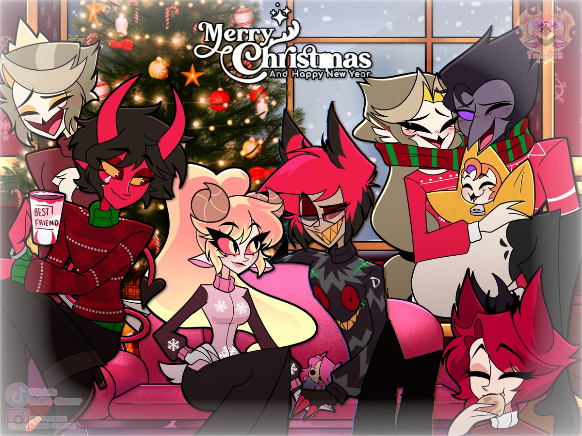 Indrita_flowers's tweet photo. #sinsmas #pecavidad #navidas #Christmas #HazbinHotel #fanart 

Despite being busy during these holidays, I wanted to do something with my lovely role-playing family. https://t.co/qtfF5xQ598