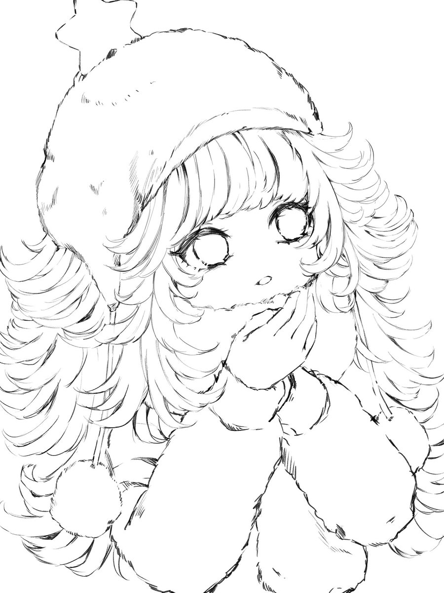 クリスマスツリーちゃん描いたー！
#Christmas #イラスト #線画 #絵柄が好みって人にフォローされたい
