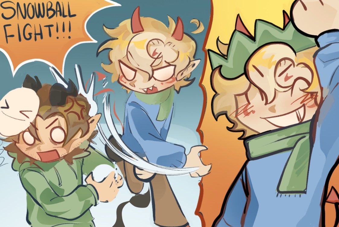 ctrledribbon's tweet image. Disc duo snowball fight!! Made for a Christmas exchange
#dsmpfanart