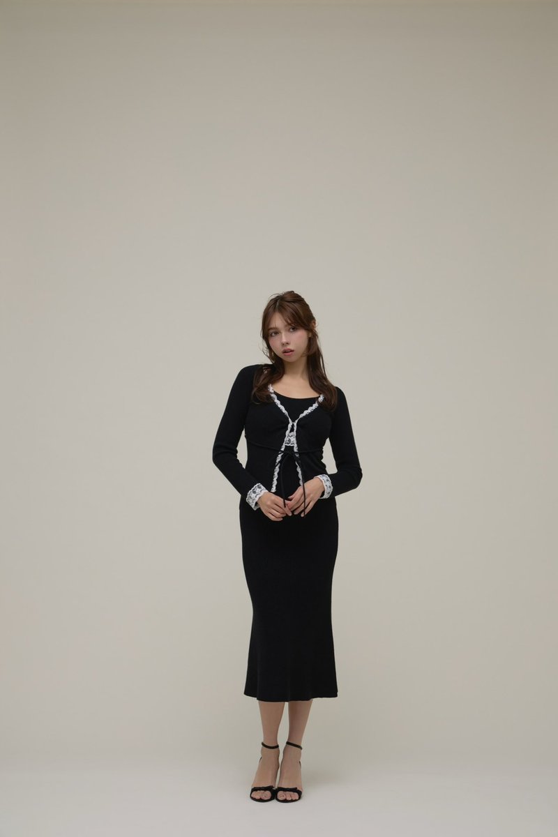 Dada lace set dress color ivory/black ¥19,800-tax in 繊細なレース