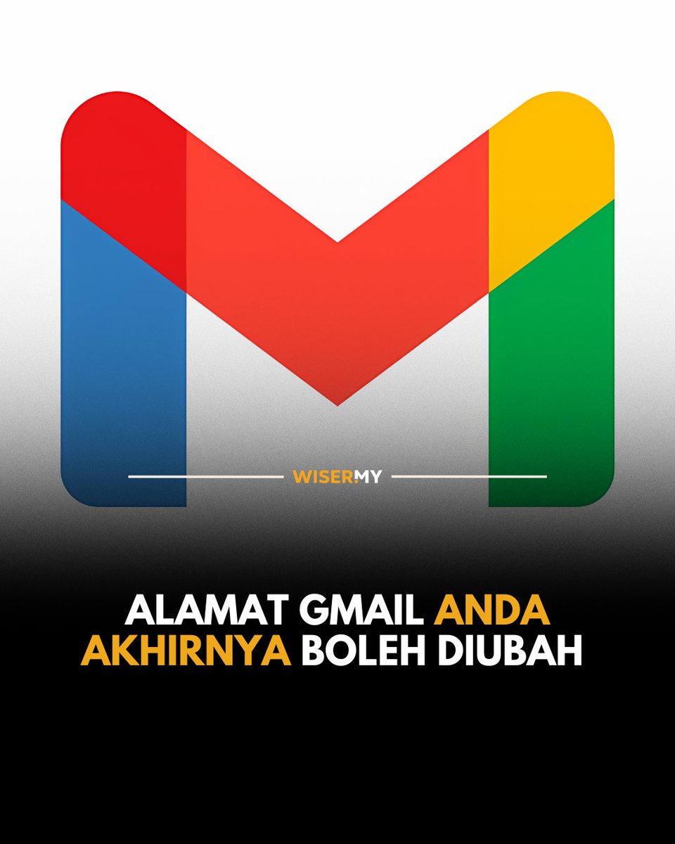 officialwisermy's tweet image. Setelah sekian lamanya, Google akhirnya membenarkan pengguna menukar alamat e-mel mereka. Jadi, bolehlah tukarkan nama e-mel lama tu kepada nama baru yang lebih menarik.