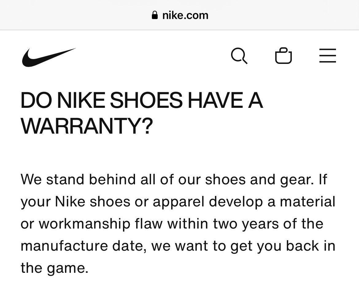 FluentInFinance's tweet image. If your Nike sneakers are damaged you can get a new pair for free, without a receipt, within 2 years of purchase. 

Nike will give you a brand-new pair or a gift card of the same value.

Nike's return policy allows you to return sneakers or apparel within 2 years of the…