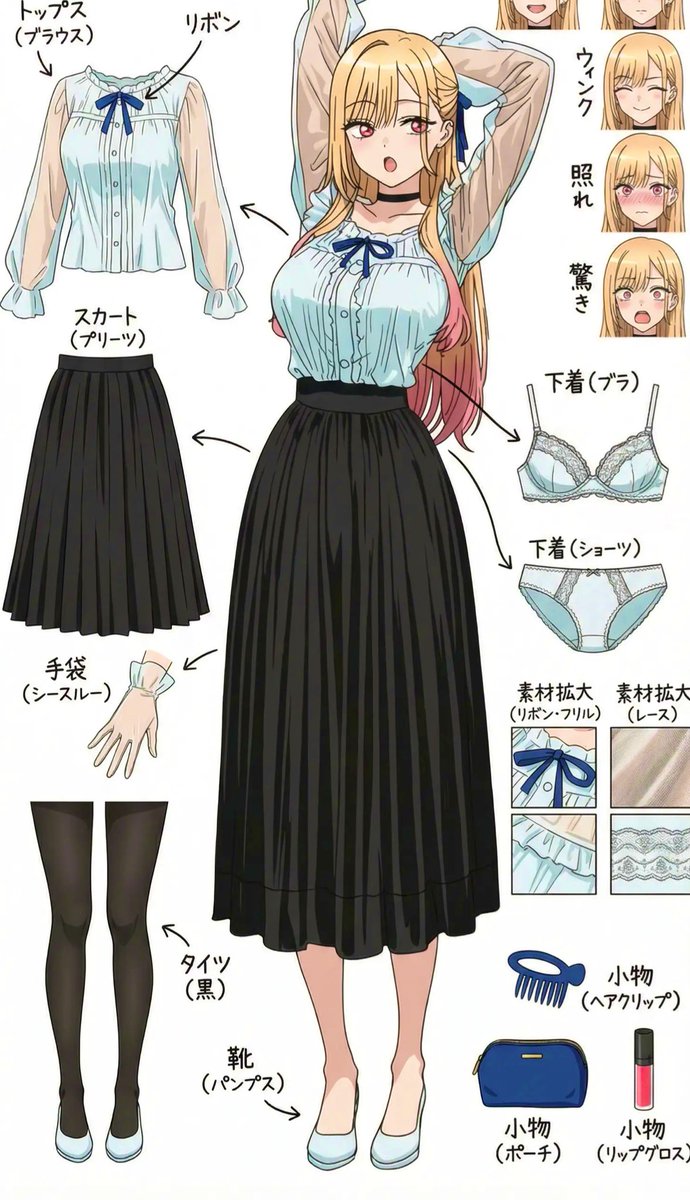 rinomaw's tweet image. ロングスカート海夢ちゃん　分解図鑑