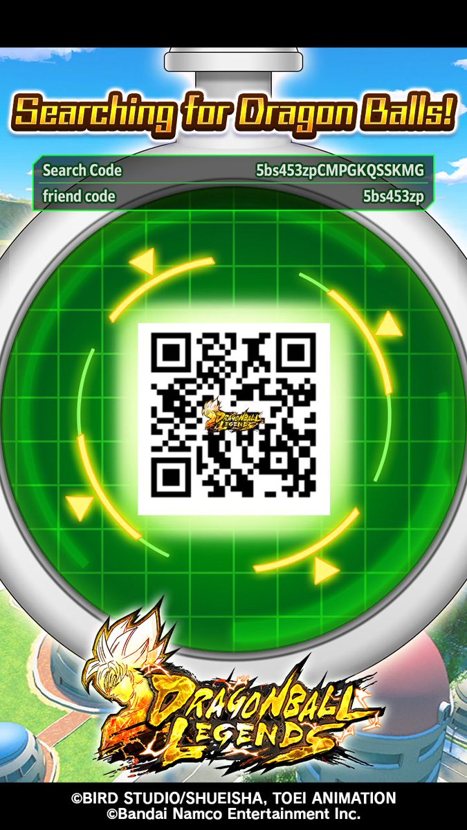 Search Code : 5bs453zpCMPGKQSSKMG
Friend Code : 5bs453zp
#DBLegends #Dragonball #DragonBallHunt