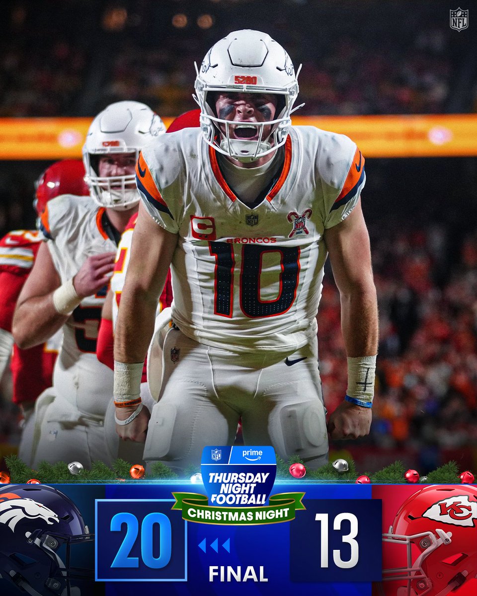 NFL's tweet image. FINAL: The @Broncos improve to 13-3 🔥