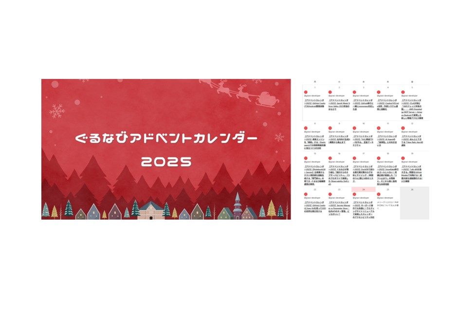PRTIMES_TECH's tweet photo. 「ぐるなびアドベントカレンダー2025」全記事を公開！ https://t.co/y5x8c5OIsU https://t.co/Dch5Zcly03