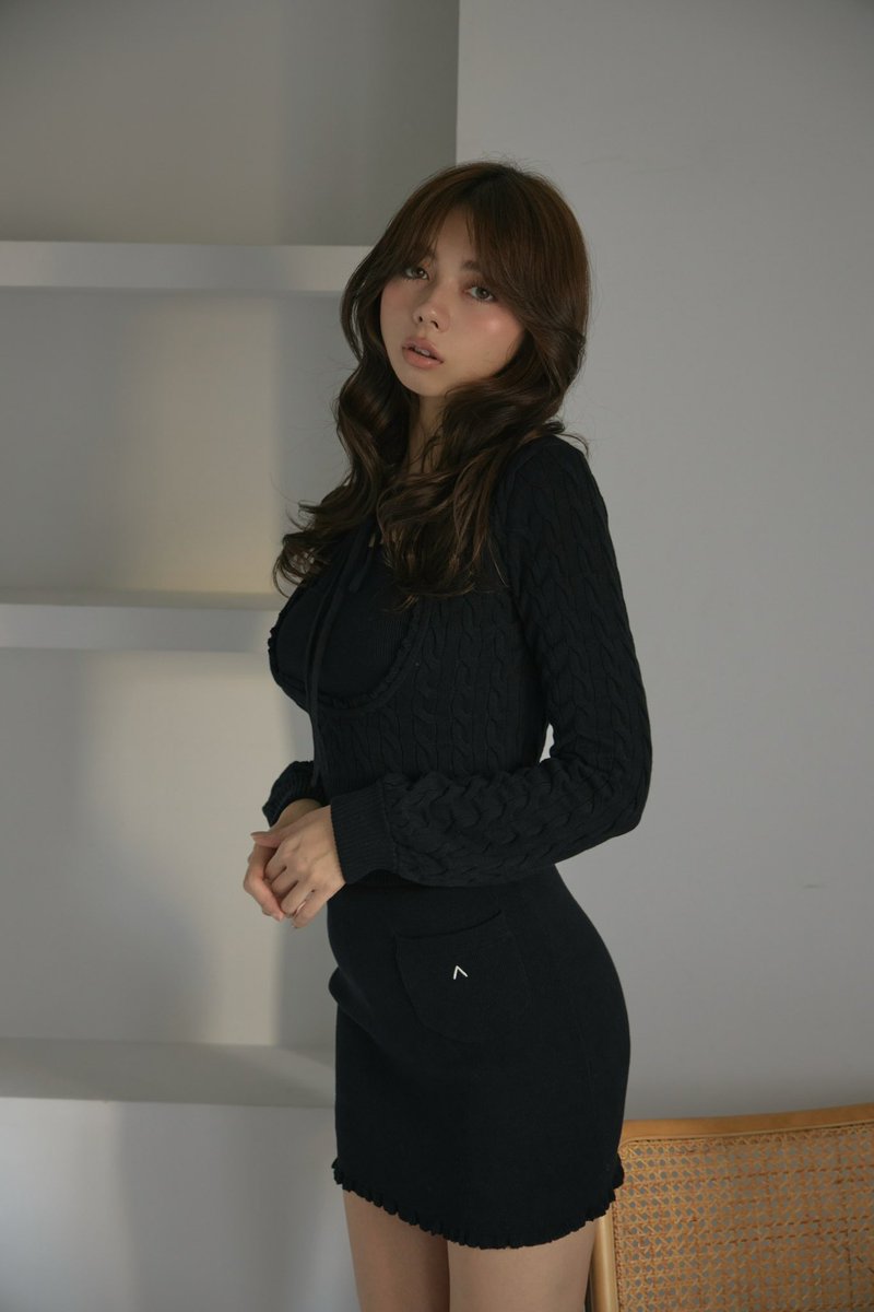 Emma ribbon set up color mocha brown/black ¥19,800-tax in 立体感の