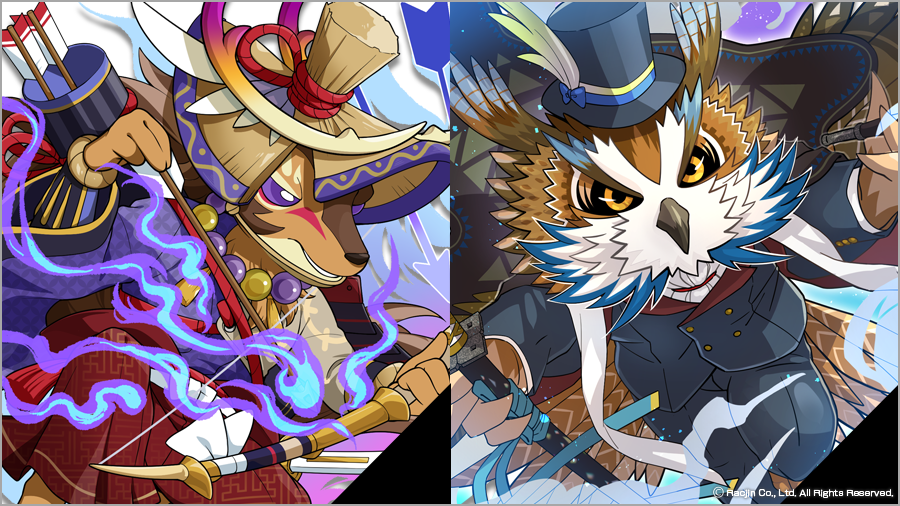 racjin_pazani's tweet photo. パズあにデザイン班です。近日登場のあにまる武将をご紹介【★7【魔】土蜘蛛退治・卜部季武】【★7【氷】初代内務卿・大久保利通】です。お楽しみに！　#パズあに https://t.co/oEi4KbaUCn