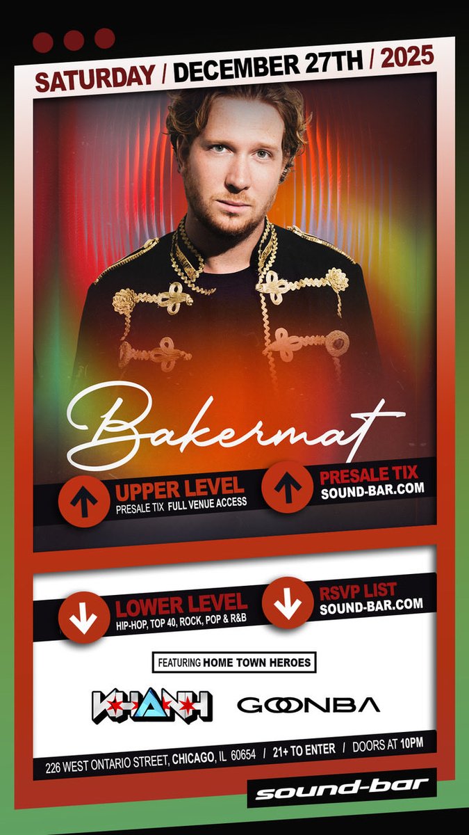 sound_bar's tweet image. THIS WEEKEND at Sound-Bar • Chicago!  Get your tickets now at sound-bar.com

TABLE RESERVATION available!  For pricing email reserve@sound-bar.com