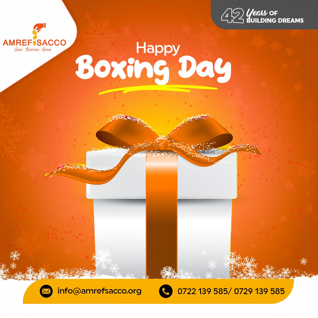 Celebrate Boxing Day the AMREF Sacco way 
A perfect day to reflect, recharge, and enjoy the benefits of saving and growing together as one Sacco family.

Here’s to smart choices, shared progress, and a secure financial future.  
#Christmas #boxingday