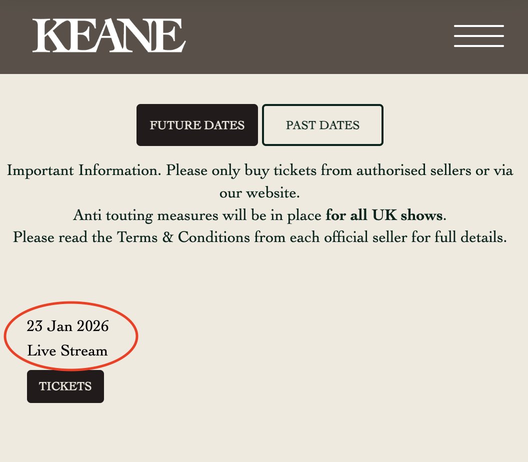 keanecdmx's tweet photo. En la página web de @keaneofficial acaban de publicar un próximo evento.  ¿De qué tratará? Qué emoción! https://t.co/zrKyxZSt1O