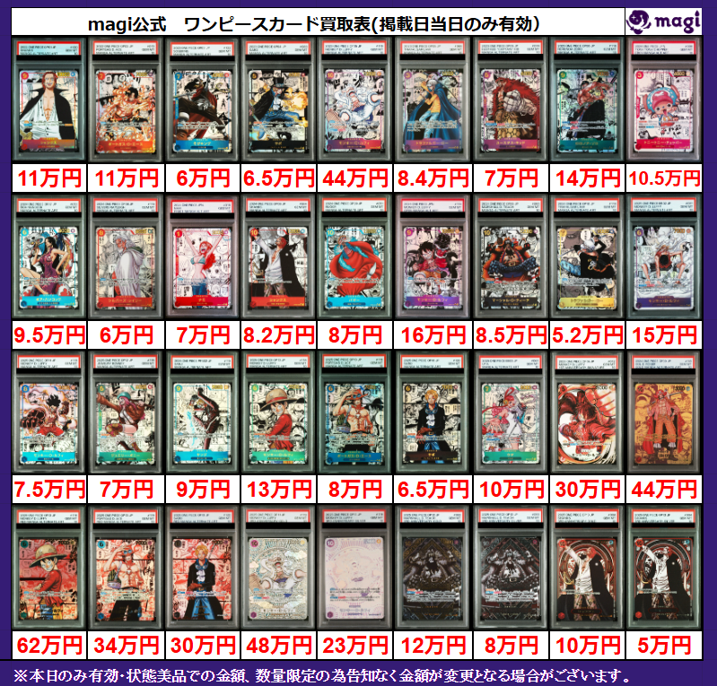✨ワンピ買取速報✨】 こちら本日有効コミパラ・CSPSA10買取表になり