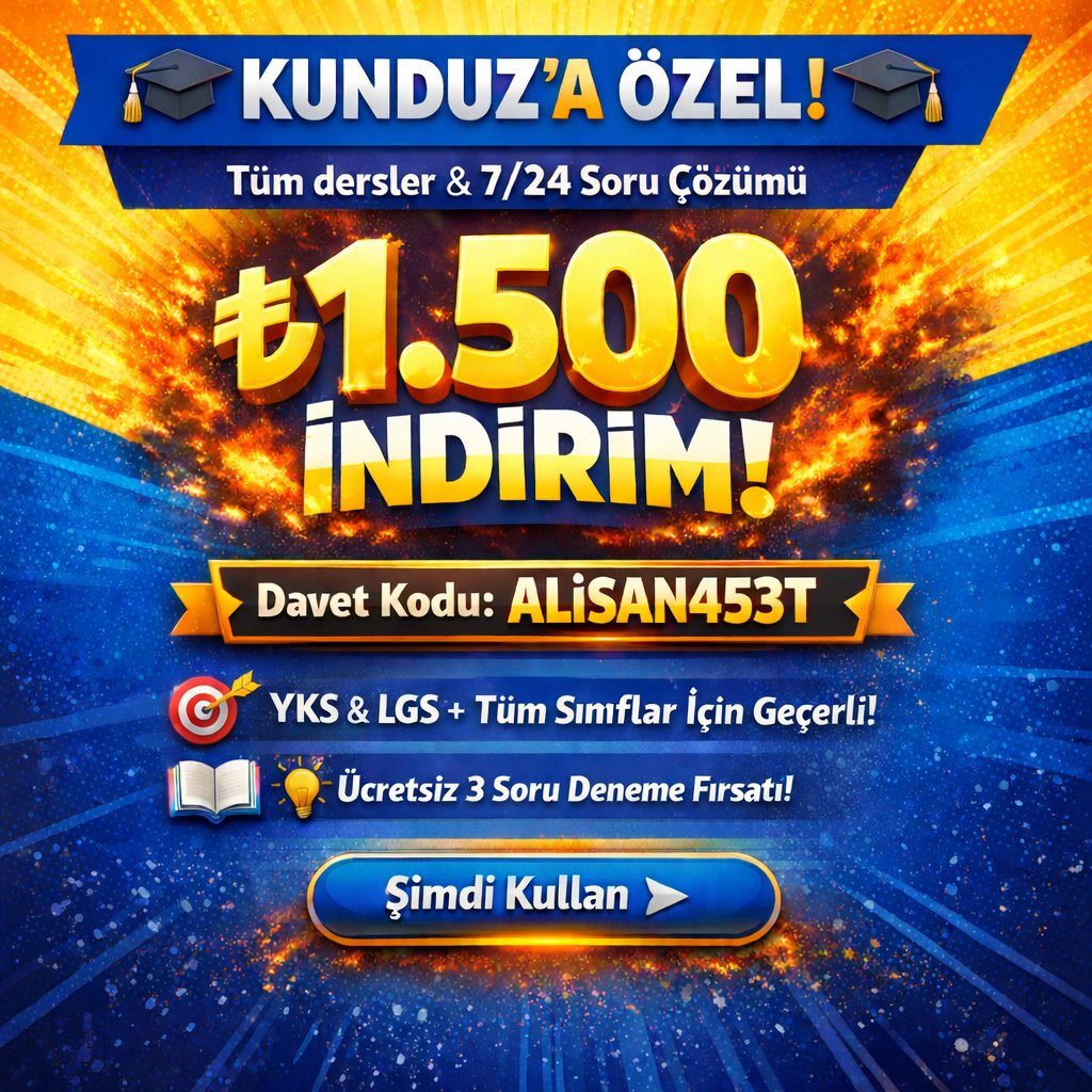 Kunduz'a, özel ders ücretine aylarca tüm derslerden,7/24 tüm sorularını sor, cevabı-çözümü cebine gelsin! #yks2026 #lgs2026
kunduzindirimkodu.com/kunduz/kunduzd…