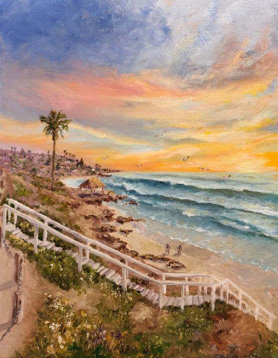 Art of the Day! "Sunset at Wind and Sea". Buy at: ArtPal.com/Leahhigginsart…
