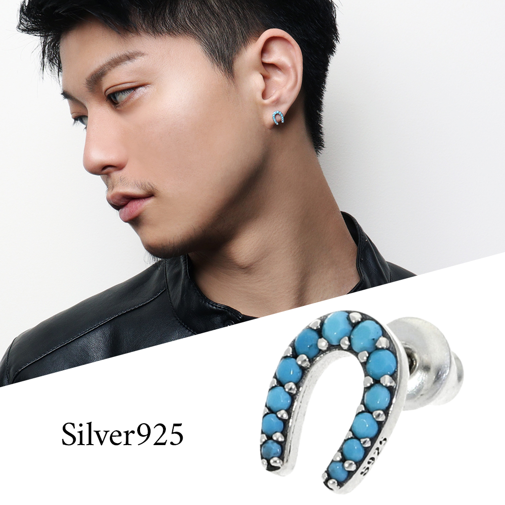 🐎幸運モチーフ×ターコイズ✨ 馬蹄デザインにターコイズが映えるピアス