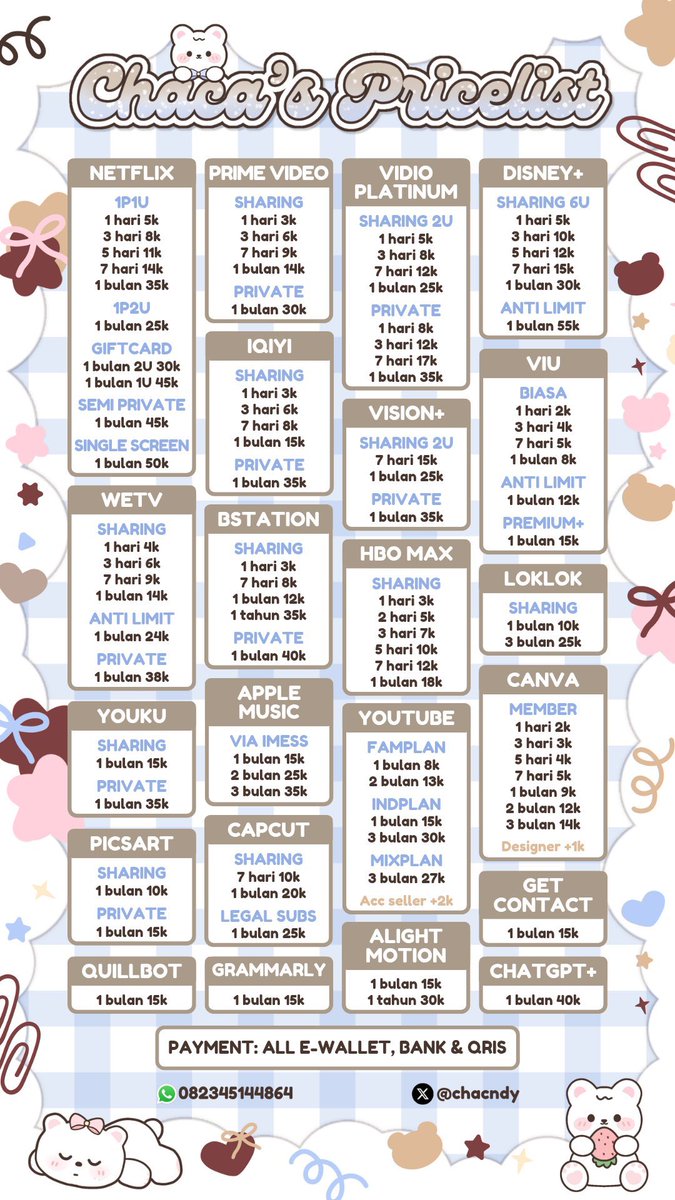 chacndy's tweet image. ♡ ᵔ ´ 𖥦 ` ᵔ ⭐️ yup-yuppie! &amp;lt;3 kamu menemukan tempatnya aplikasi premium terbaik! 🍬Seller ramah dan service-nya manis, seperti 𝗰𝗮𝗻𝗱𝘆. 🍭 aplikasinya lengkap dan 100% trusted! 🧁🍪