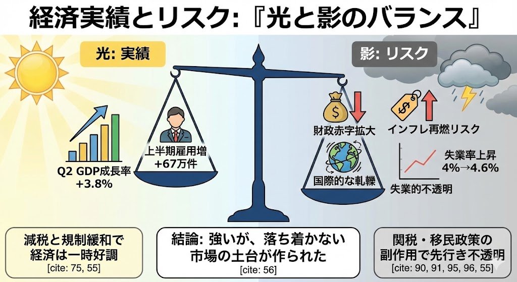 【保存版】
2025年トランプ政権の経済政策を初心者投資家・経済勉強中の人向けに「4枚の図」で超わかりやすく解説するスレ🧵

①「トランプ」の経済政策（全体像）

「国を“会社”、外交を“営業交渉”として動かした」

トランプは政治家というより、
超強気な営業マンの動きをした。