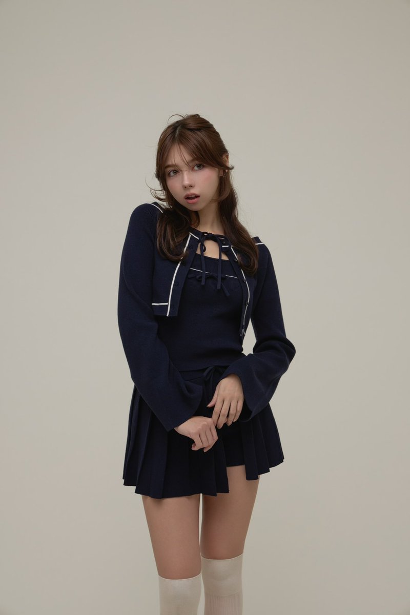 andmary Jennie line knit set up ネイビー ANDMARY Jennie line knit