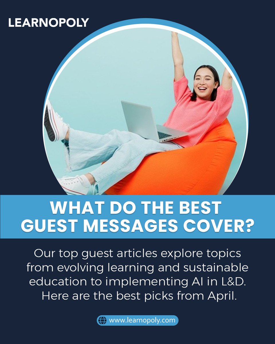 Learnopoly_'s tweet photo. Our top guest articles explore topics ranging from evolving learning and sustainable education to implementing AI in L&amp;D.

✨ Discover our best picks from April.

👉 https://t.co/eB9rm0ba2P

#GuestArticles #LearningTrends #SustainableEducation #AIinLearning #EdTech #Learnopoly https://t.co/YVJkknKKic