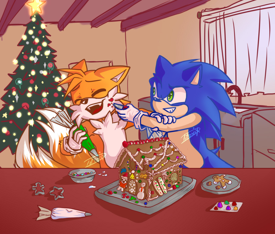 ¡¡¡¡FELIZ NAVIDAD A TODOS!!!! Esto lo hice para el concurso de Navidad 𐔌՞. .՞𐦯; en medio de hacer la imagen, cerré mal y perdí el coloreado, ¡¡¡pero se guardó el final!!! Así que es un poco como la casita rota de acá. #sontails #TailsTheFox #SonicTheHedgehog