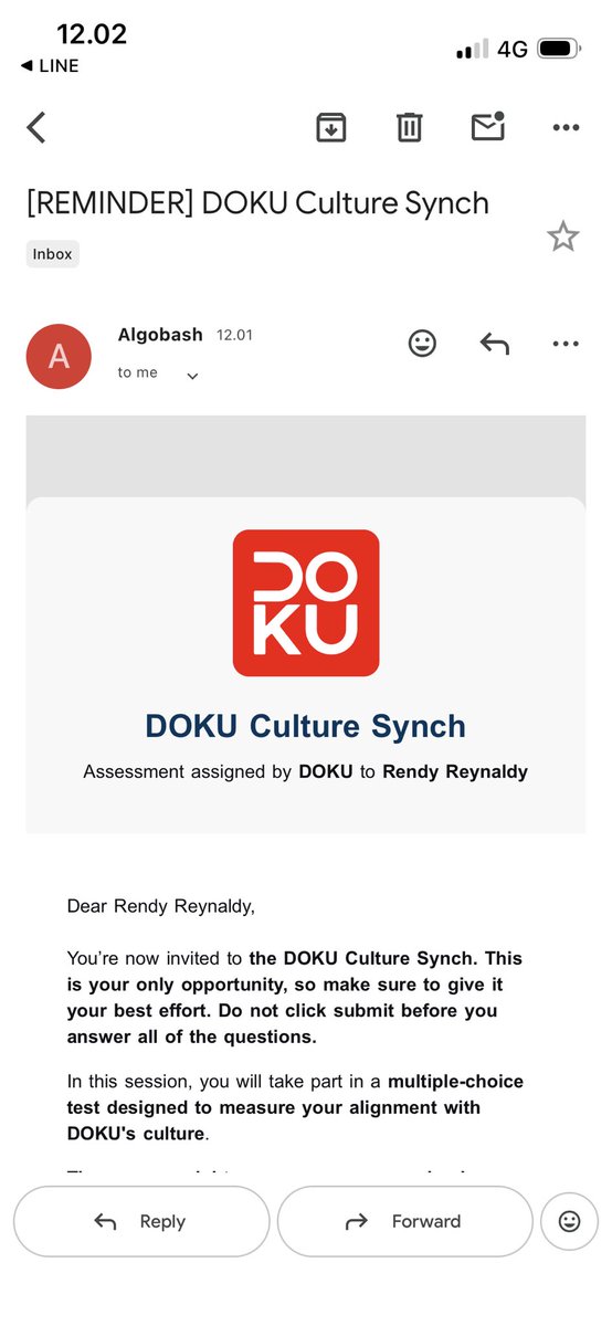 reeendd's tweet image. Tiba tiba lolos interview Doku dan lanjut cultural test tanpa lamar? Kayaknya kandidatnya salah input email