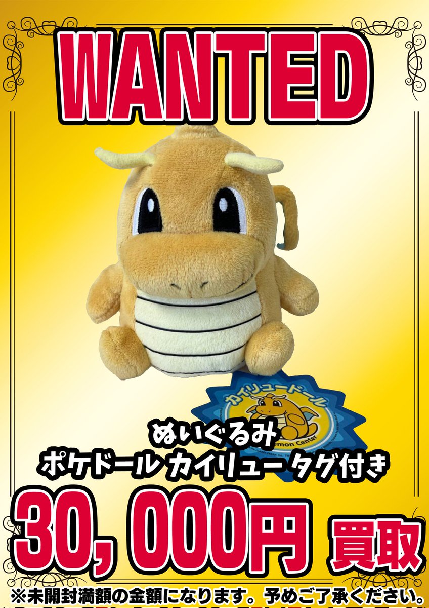 タグ付き・美品】カイリュードール ポケモンセンター 2009 ポケモン