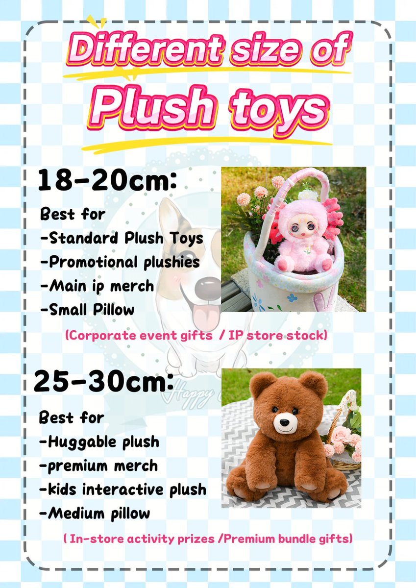 GaoPengToys's tweet photo. ❓How to choose plush toys of different sizes? 🥳Come and take a look.

🧸As a one-stop plush customization supplier, we support size-specific design + mass production.

💬 Tell us in the comment section: What size of plush do you need to customize?

#gaopengtoy #customtoy #toymanufacturer #custommade #customplush #plushies #artistmerch #plushfactory #customplushies #brandmerch #plushmaking #foryou #toysize