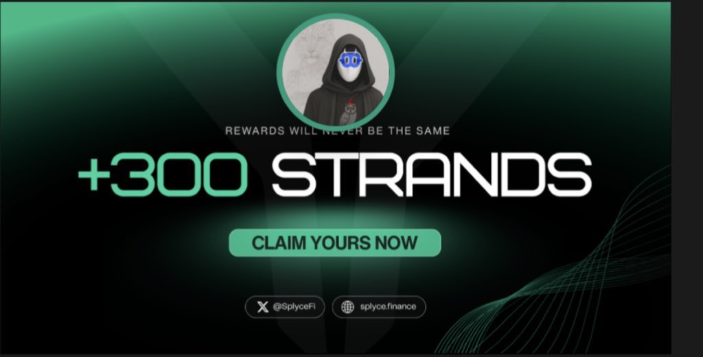 GM CT

300 FREE STRANDS ENDING SOON 🤫

Real world yield on Solana with <a href="/SplyceFi/">Splyce Finance</a> 

You’re EARLY to <a href="/SplyceFi/">Splyce Finance</a> 

Feels good to be early.

1.Hit: solana.splyce.finance/rewards?ref=fb…

 2.Enter: ref=fb1b7872

3.Connect wallet + link X

4.Smash that reward tab

5.Verify &amp; you’re in