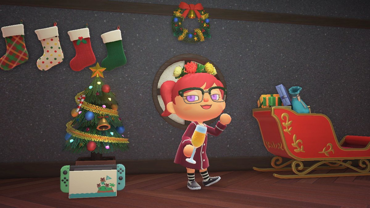 Randomwolf445's tweet image. Hey yall hope you had an amazing Christmas i was passed TF out for the most of it lol, anyways happy holidays and lets see how new years go, hopefully I dont miss it black out drunk like last year lmao, heres some pics of my animal crossing femboi celebrating uwu