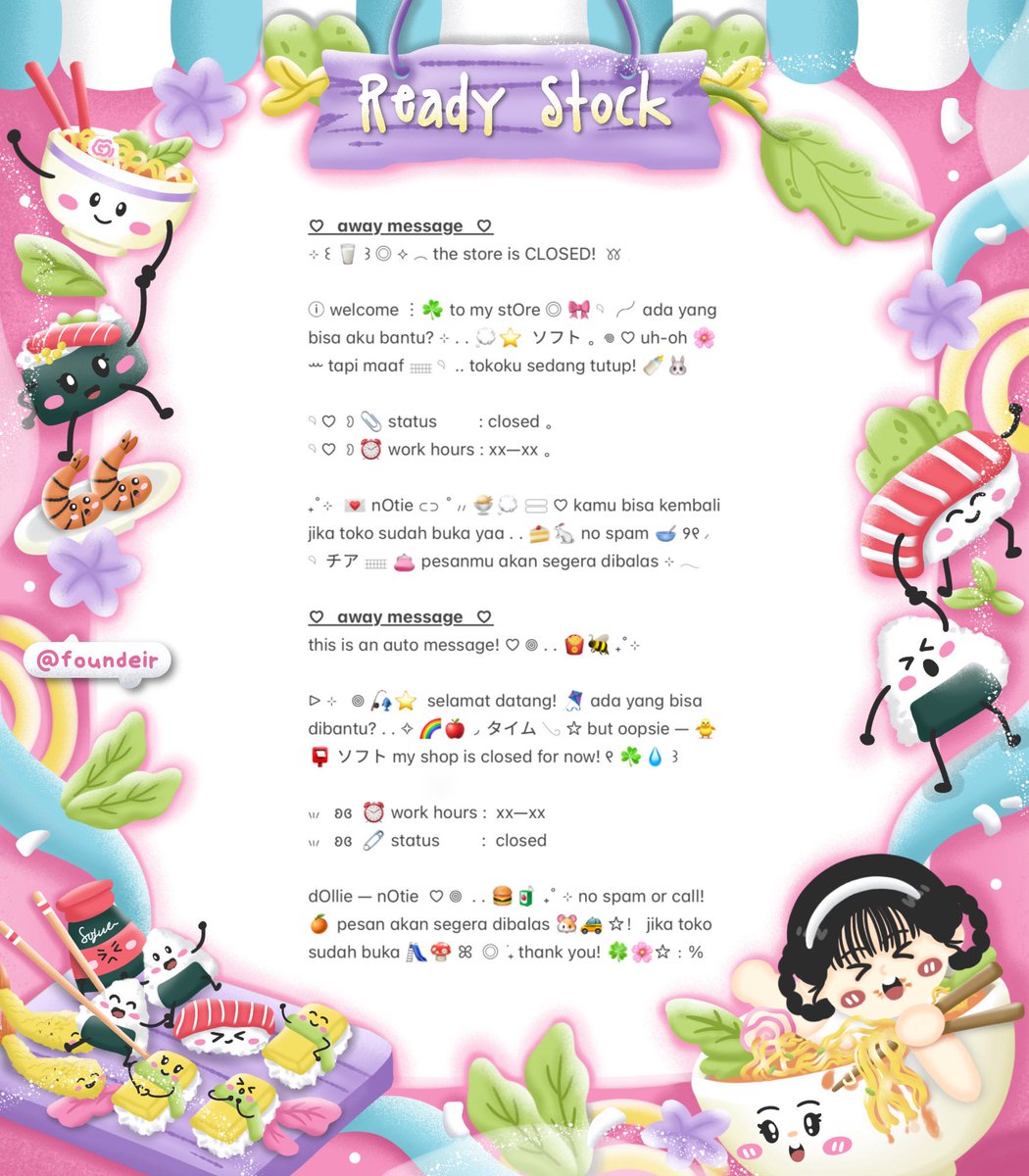 ofKathie's tweet image. ⠀
˚₊ ♡ help retweet? tysm! ֯⊹

𓈄᳸  ౿ ۫ 🍭🎀  ⨳  𓊆 haloo sobat imut  . .  💬 ☆ kath bawain ready stOck wording welcome &amp;amp; away message! bisa kamu miliki dengan harga  へ ⭐️🥣 𖠗  ꒰ IDR. 5.500 ꒱  യ check ALT for moRe ▷ チェック。 ☘️👛 ノ

𓄼 𓂋  #zonauang  ⊹
⠀