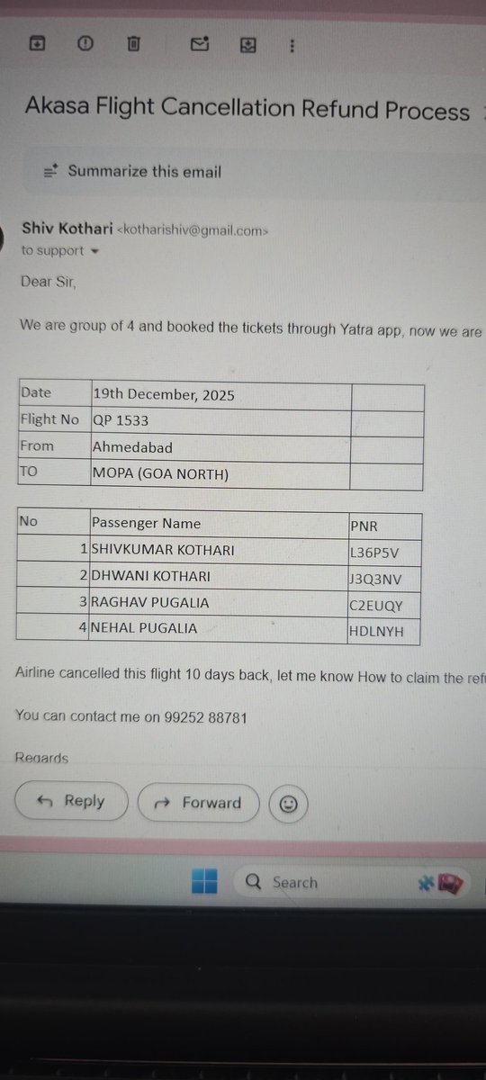 kotharishiv's tweet photo. @Yatra_Care @DGCAIndia These are 4 PNR and all details. Email id is kotharishiv@gmail.com https://t.co/7VVkjyn7LC