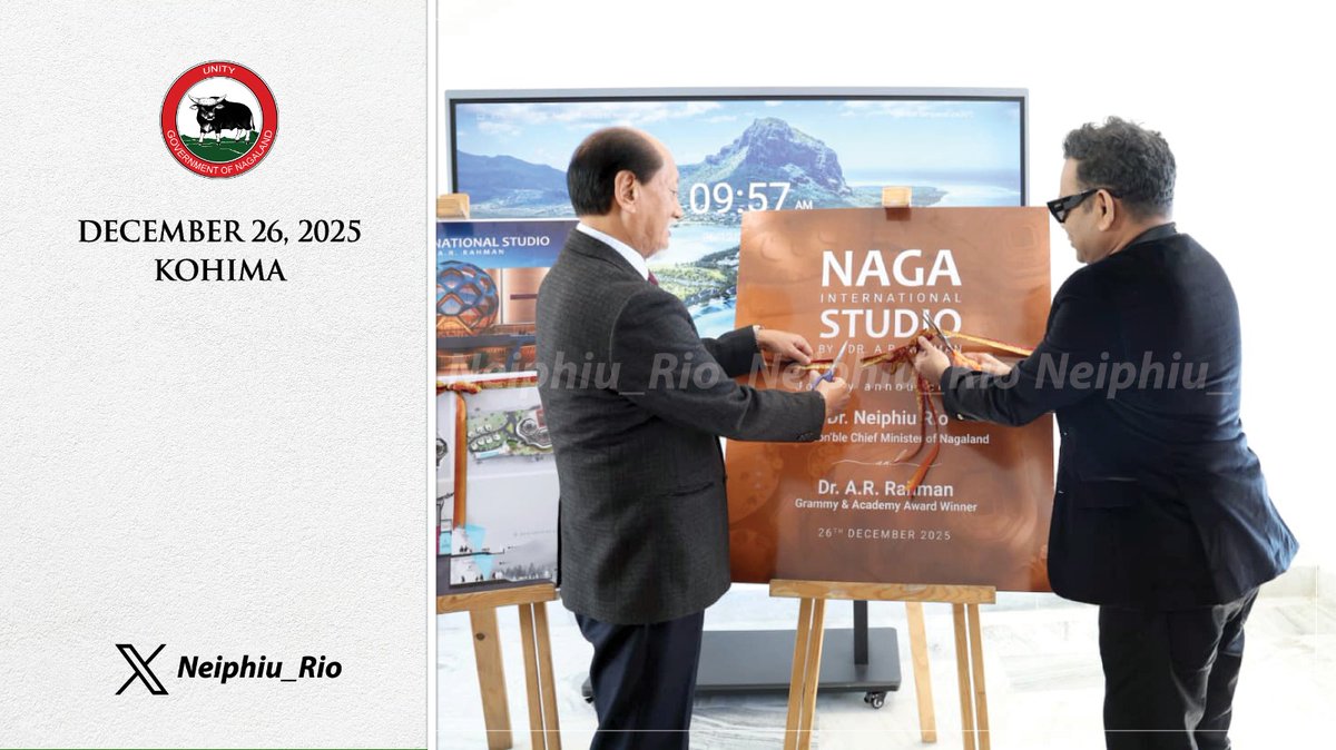 Neiphiu_Rio's tweet image. Happy to jointly announce the Naga International Studio by Dr. @arrahman. It will be a hub for nurturing talent, storytelling, producing world-class music, &amp;amp; creative content inspired by Naga culture. I thank him for recognising the potential of the Naga people &amp;amp; investing in us.
